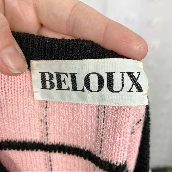 Vintage 80s 90s pink & black boxy sweater M - Picture 7 of 7